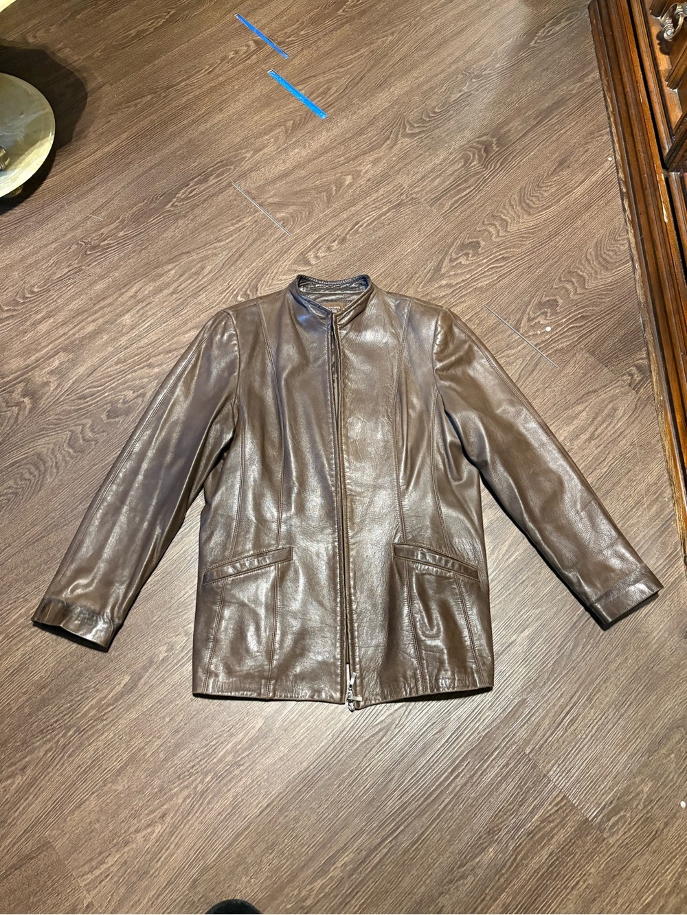 Danier Brown Leather Zip-Front Jacket